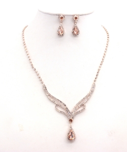 Rhinestone Necklace with Earrings NB300616 RGLP